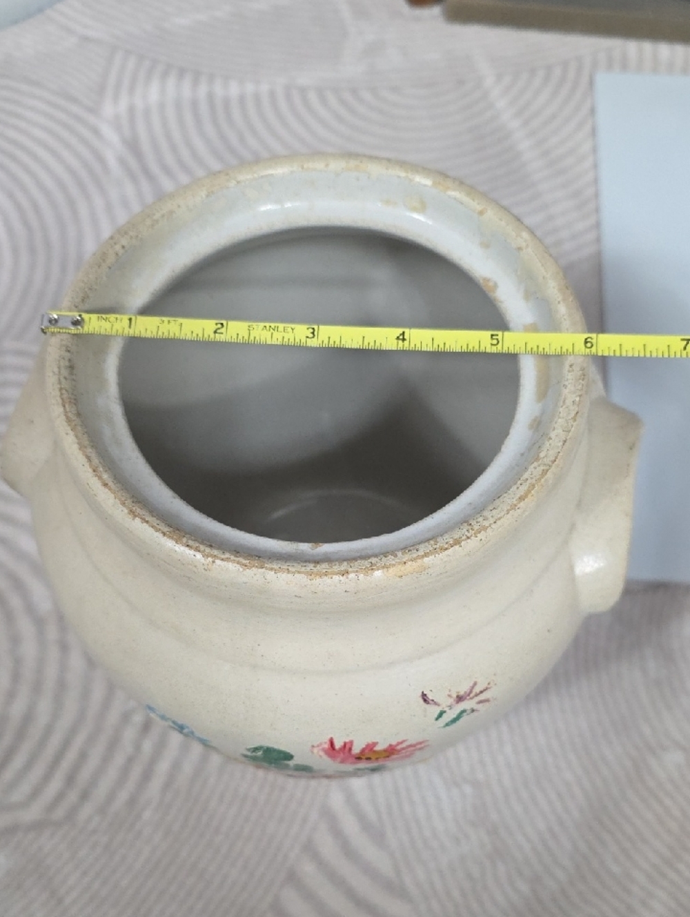 Hand-Painted Floral Ceramic Crock - Cream - Picture 12 of 12